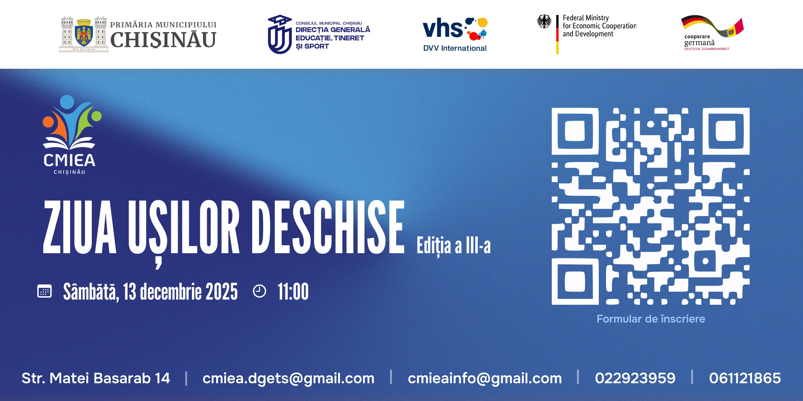 Te invităm pe 13 decembrie, ora 11:00, la Ziua Ușilor Deschise CMIEA!