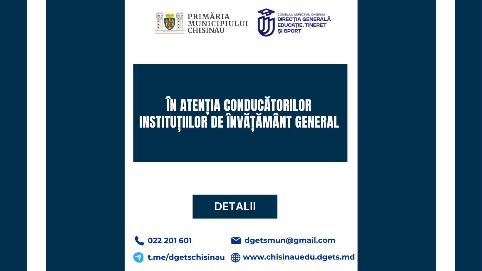 În atenția conducătorilor instituțiilor de învățământ general