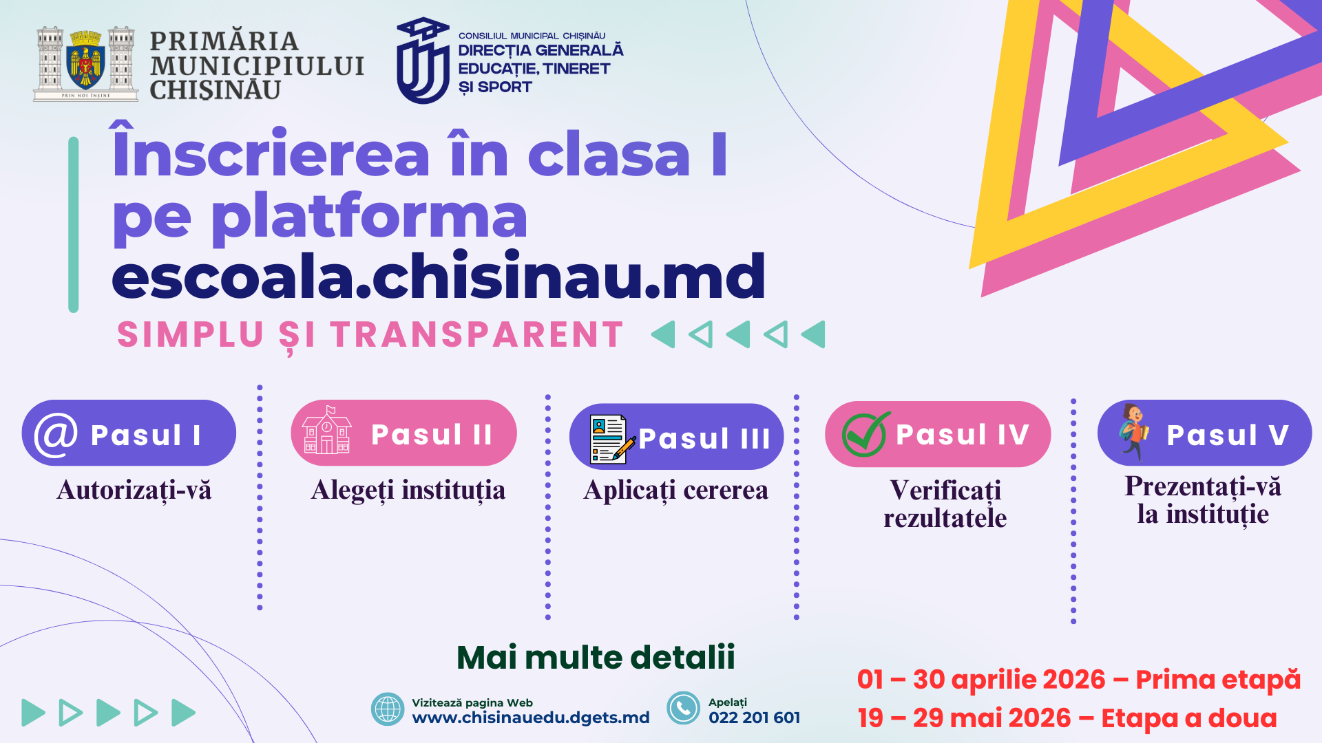 Primăria municipiului Chișinău lansează campania de informare privind înscrierea copiilor în clasa I pentru anul școlar 2026–2027