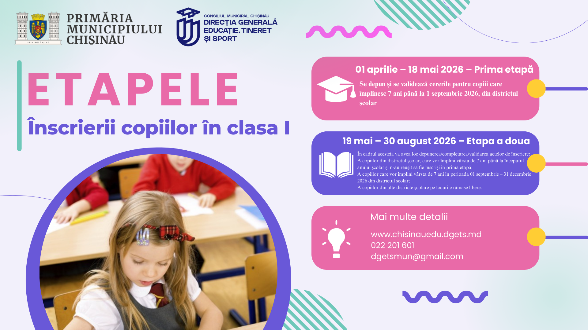 Etapele procesului de înscriere a copiilor în clasa I pentru anul școlar 2026–2027