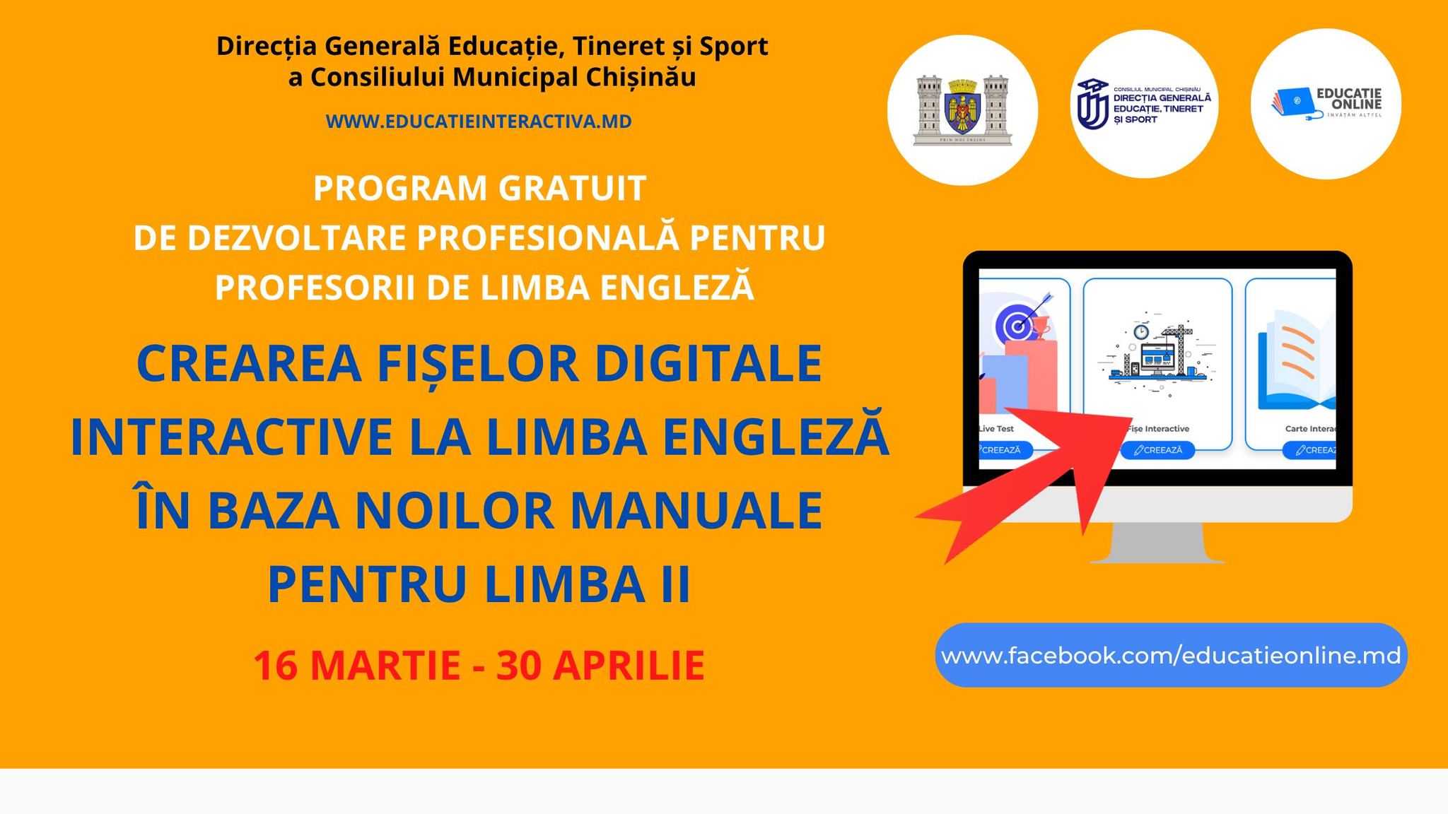 Program de dezvoltare profesională dedicat elaborării de fișe digitale interactive în baza noilor manuale și caiete la limba engleză II (nivel A1–A2)