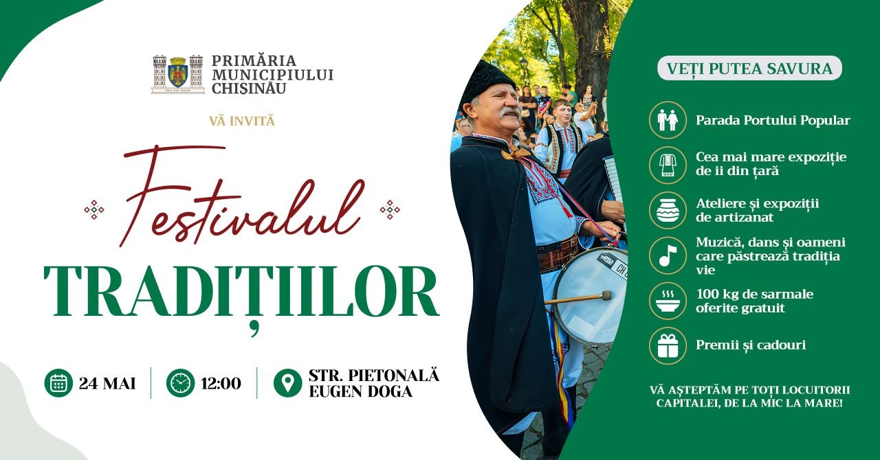 Primăria Chișinău organizează prima ediție a Festivalului Tradițiilor