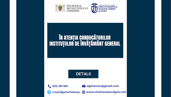În atenția conducătorilor  instituțiilor de învățământ general - actualizare posturi didactice vacante