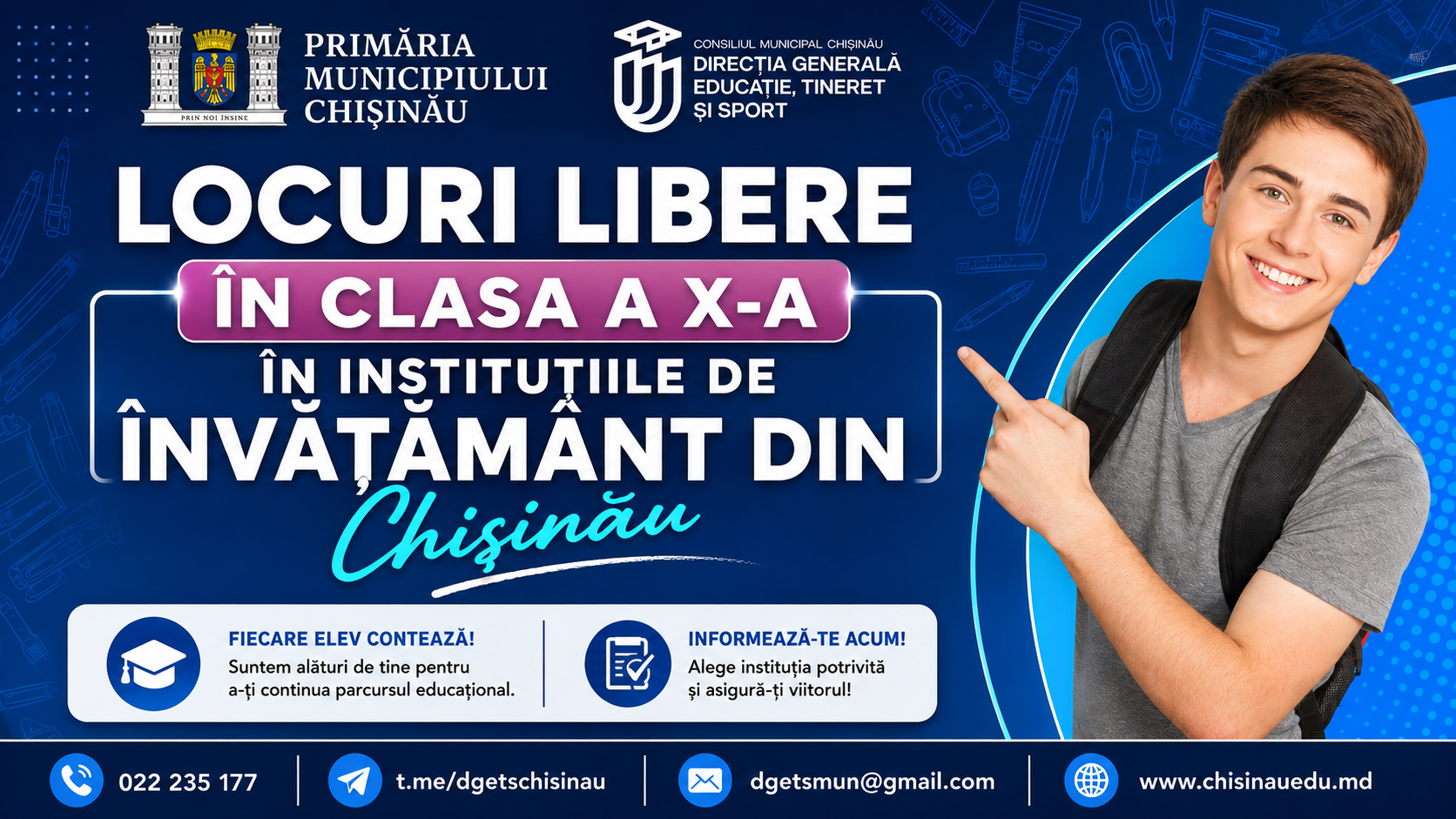 IMPORTANT! LOCURI LIBERE ÎN CLASA A X-A ÎN INSTITUȚIILE DE ÎNVĂȚĂMÂNT DIN CHIȘINĂU
