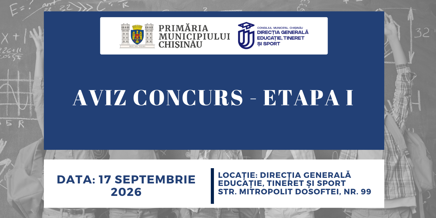 AVIZ CONCURS - ETAPA I ( 17 septembrie 2026 )