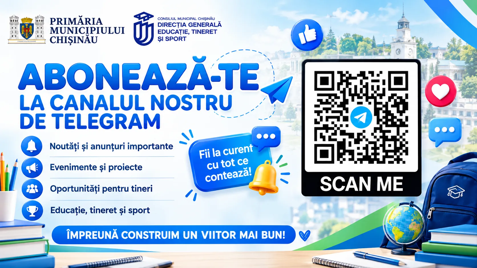 Vrei să fii primul care află ce se întâmplă în educație, tineret și sport în municipiul Chișinău?